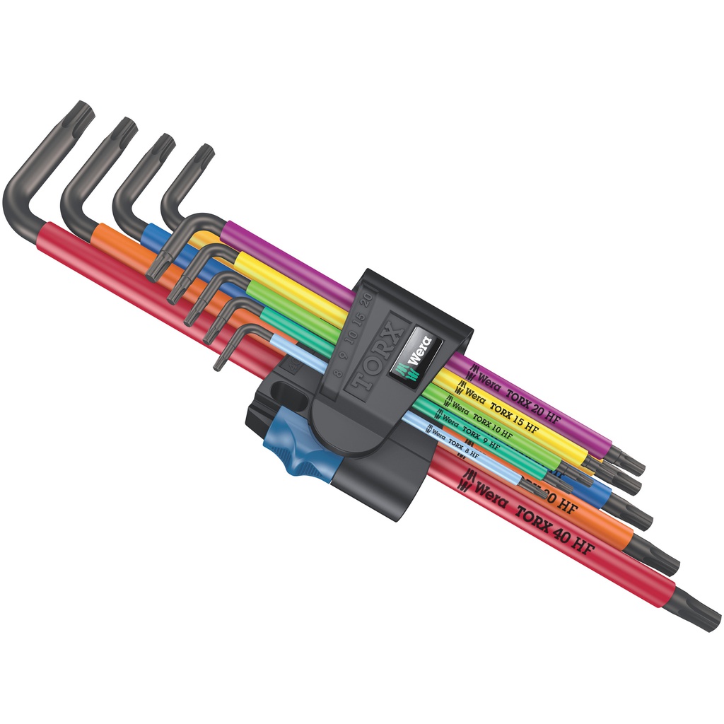 9 clés mâles coudées alésées Torx extra longues - code coleurs S/Carte main image 0